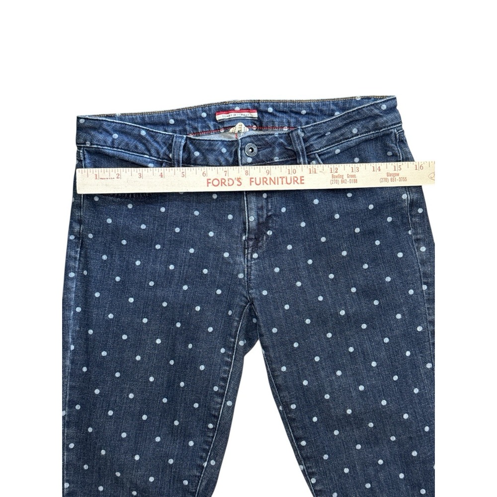 Tommy Hilfiger Jeans Women's Size 4 Blue Polka Dot Denim Cropped Skinny Stretch - Picture 5 of 9